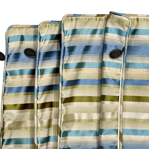 Set of 4 Pier 1 Throw Pillow Covers Blue Green Cream Stripes Zipper Closure - Picture 3 of 5